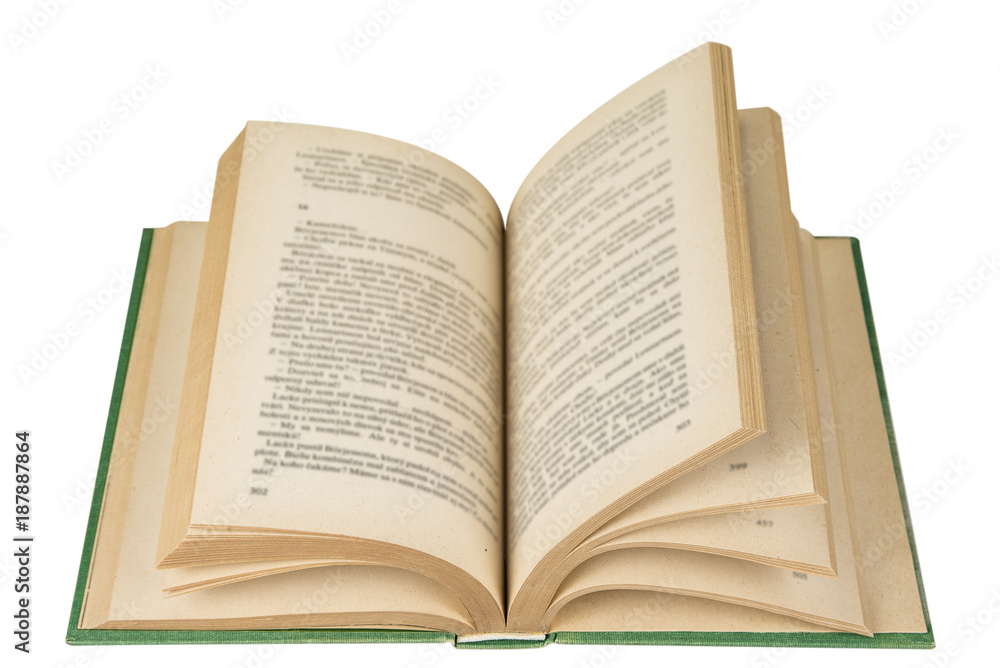 Fototapeta premium Open book with pages on the white background