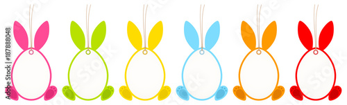 Set 6 Easter Hangtags Eggs Bunny Ears Feet Frame Color