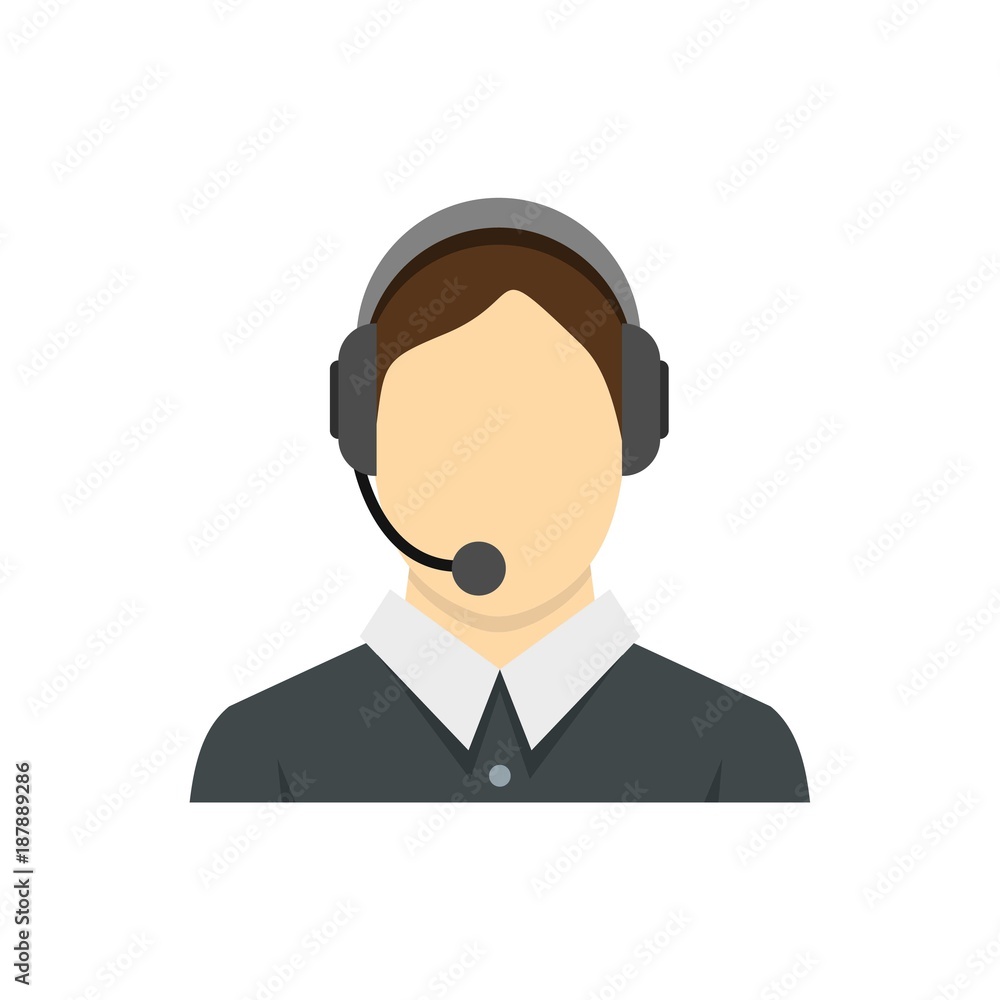 Call center operator icon, flat style