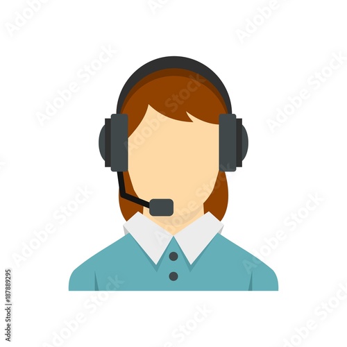 Call center operator with phone headset icon