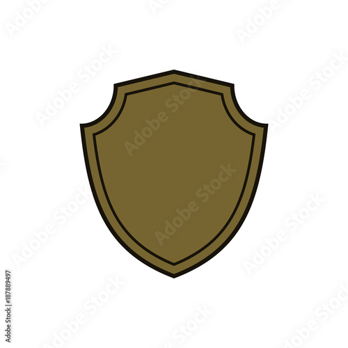 Free Download Shield shape gold icon. Simple flat logo on white background. Symbol of security, protection, safety, strong. Element badge for secure protect design emblem decoration Vector illustration - GFXLoad