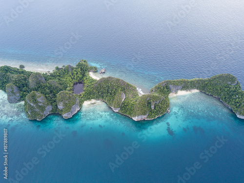 Aerial View of Tropical Limestone Island in Raja Ampat
