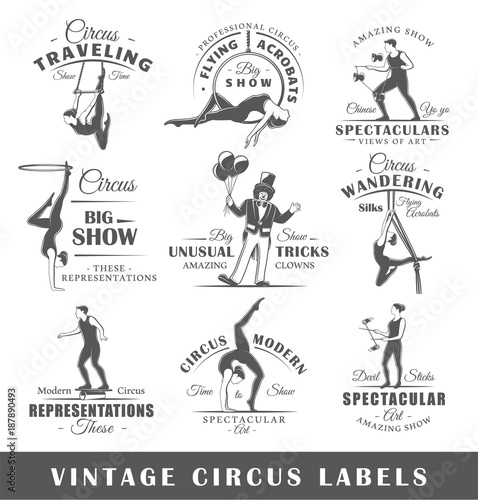 Set of vintage circus labels