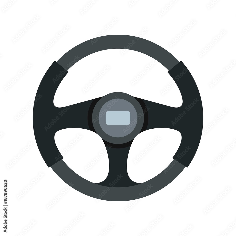 Sports car steering wheel icon, flat style Sports car steering wheel icon, flat style