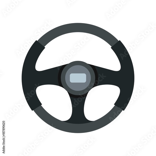 Sports car steering wheel icon, flat style