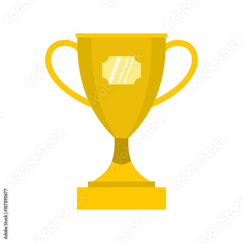 Gold winner cup icon, flat style