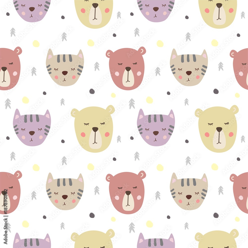 Seamless pattern with cute animals. Illustration for a children's design or the other. Seamless pattern with cute animals. Illustration for a children's design or the other.