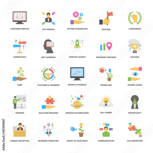 Flat Vector Icons Set Of Success and Opportunities 
