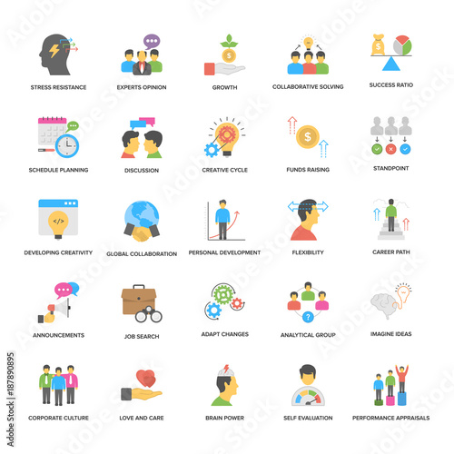 Flat Vector Icons Pack Of Success and Opportunities 
