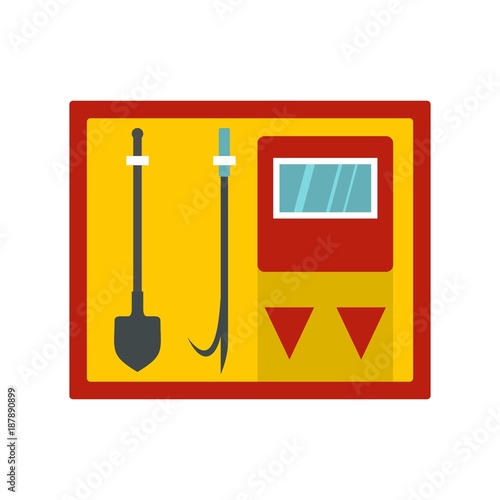 Fire shield with fire extinguishing tools icon