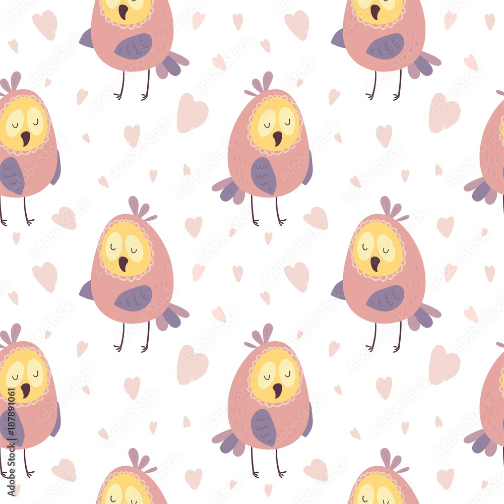 Cute owls seamless pattern. Vector illustration for background.