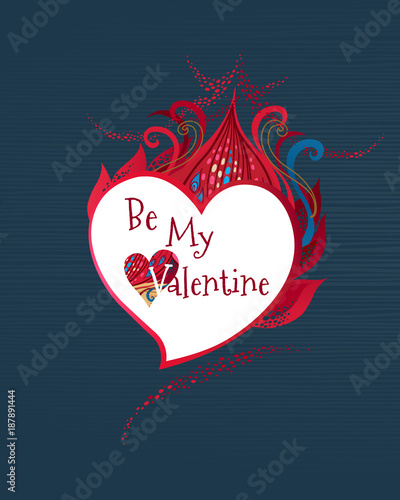 Vector romantic floral card Be My Valentine.
