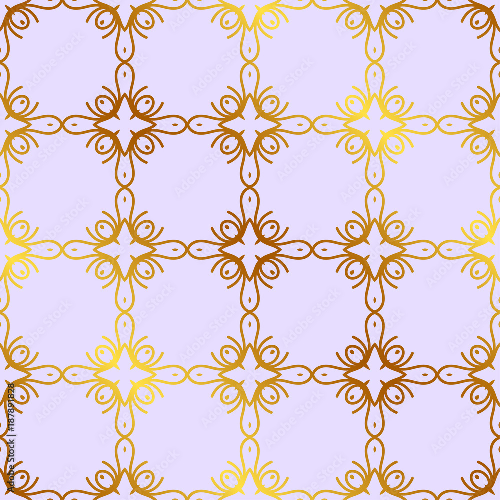 Retro ornamental golden seamless pattern. Flourished ornate background. Luxury elegant ornament. Vintage element. Template for design. Vector illustration Retro ornamental golden seamless pattern. Flourished ornate background. Luxury elegant ornament. Vintage element. Template for design. Vector illustration