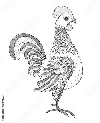 Rooster icon. Rooster symbol. Vector Rooster emblem. Hand drawn 