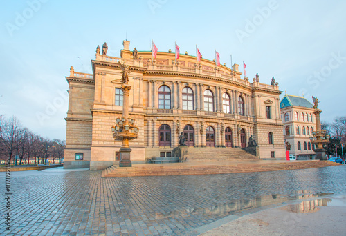  The building of Rudolfiunum concert hall on Jan Palach Square  Prague  Czech Republic