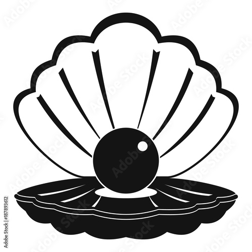 Pearl in a sea shell icon, simple style