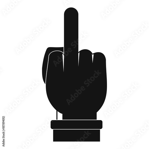 Middle finger hand sign icon, simple style
