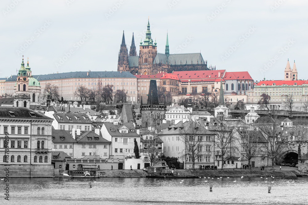 Naklejka premium Castle and St. Vitus Cathedral. Czech Republic