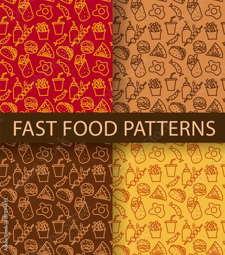 fast food seamless patterns