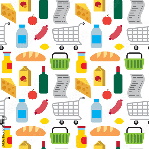 supermarket food seamless pattern