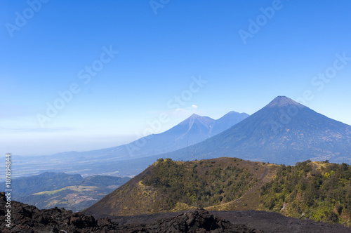 Panoramic view from volcano Pacaya to volcanic landscape in Guatemala