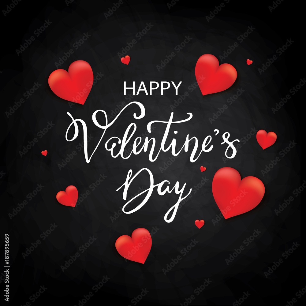 Happy Valentines Day typography poster with handwritten calligraphy text. Vector illustration