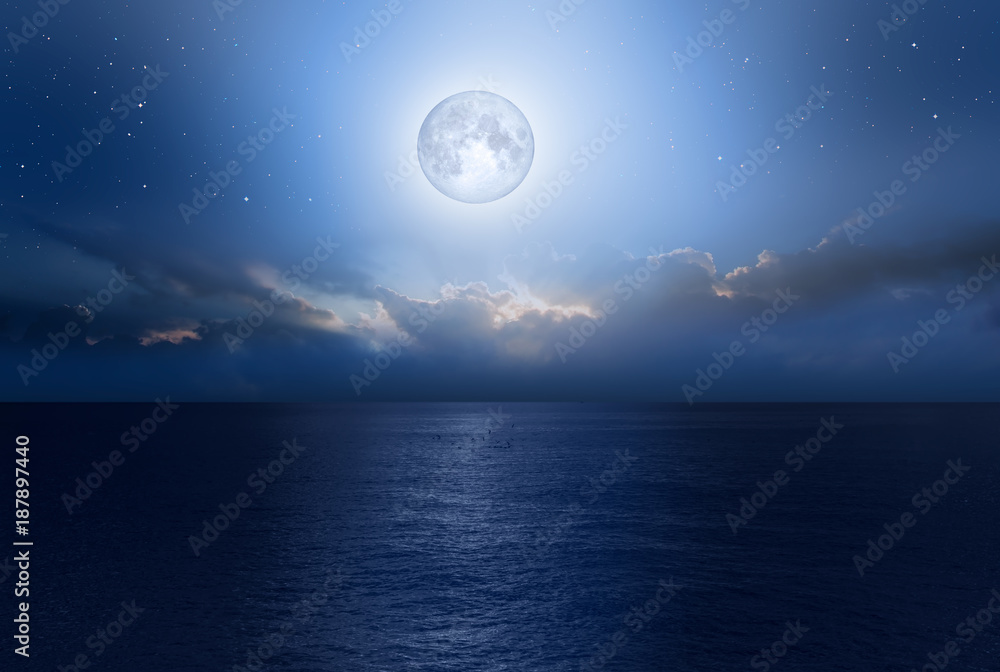 Night sky with moon in the clouds 