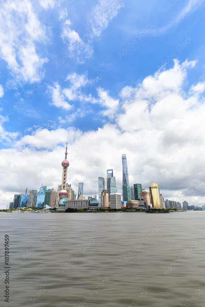 Shanghai cityscape with cloudy sky