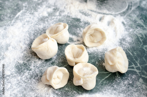 The process of making delicious home-made dumplings with meat.
