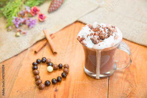 Hot chocolate with cream and cinnamon