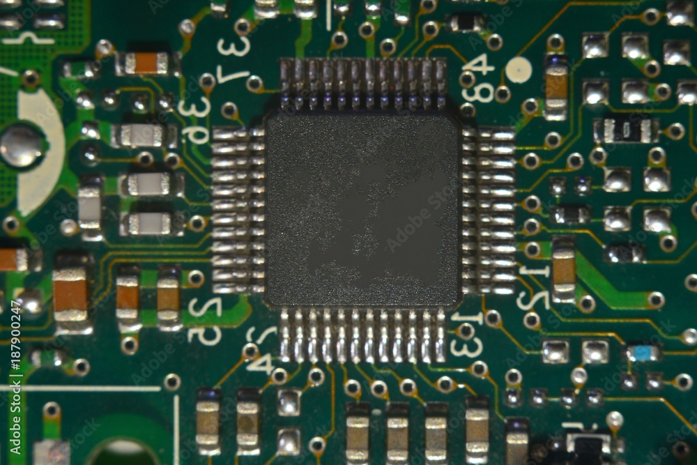 Electronic chip and standard inscriptions of resistors and condensers Electronic chip and standard inscriptions of resistors and condensers