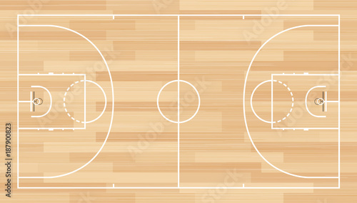 Realistic Vector Basketball Court. Basketball court on top.