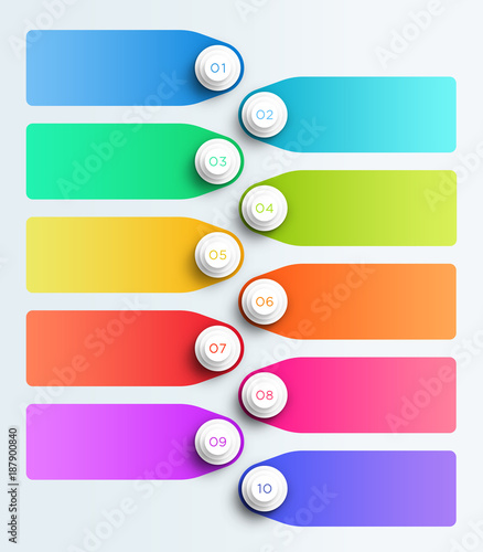 Number Bullet Points 1 to 10 Stacked With Text Boxes