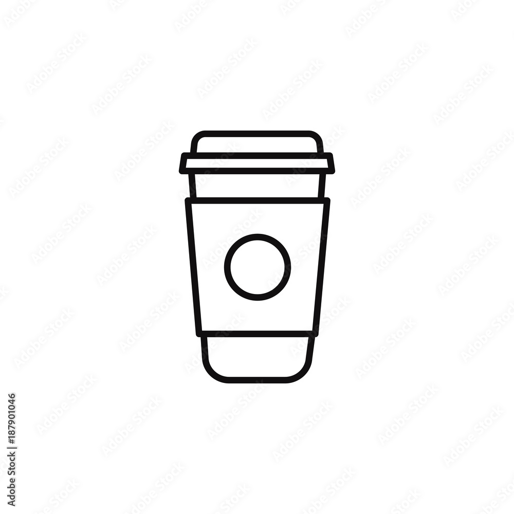 Line icon of tea or coffee cup. Linear coffee and tea sign Line icon of tea or coffee cup. Linear coffee and tea sign
