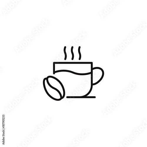 Line icon of tea or coffee cup. Linear coffee and tea sign