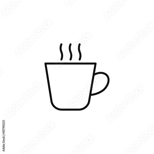 Line icon of tea or coffee cup. Linear coffee and tea sign