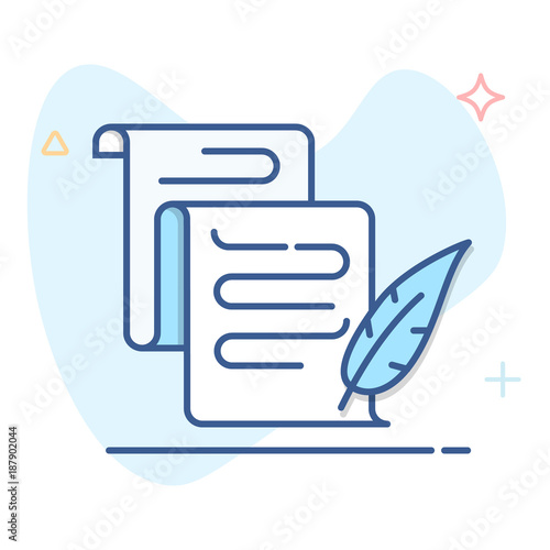 Document With Feather line illustration