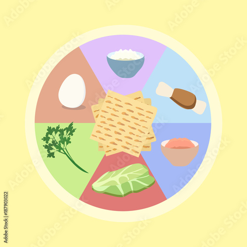 seder plate for Passover vector illustration