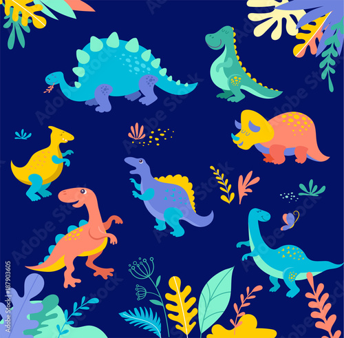 Dinosaurs collection  cute illustrations of prehistoric animals