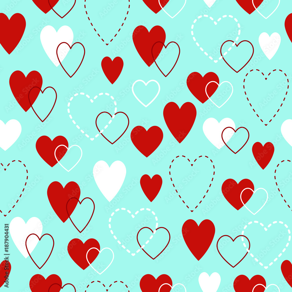 Irregular cute hearts seamless vector pattern.