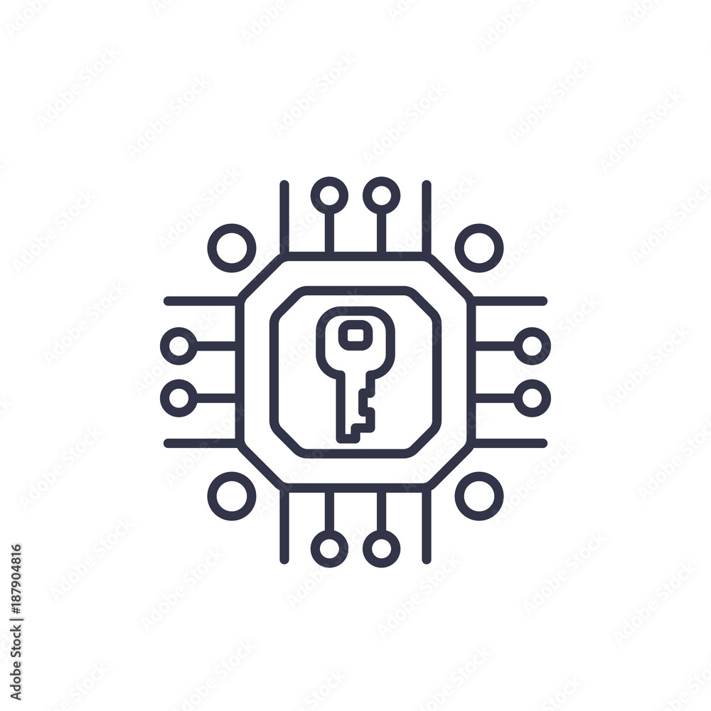 Fototapeta premium Encryption, cryptography vector linear icon
