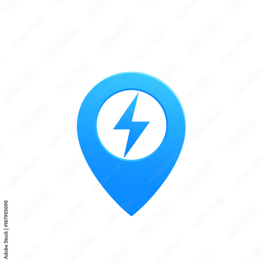 map pointer, pin icon with electricity symbol map pointer, pin icon with electricity symbol