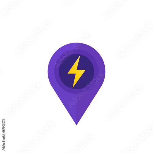 Free Download map pointer, location icon with electricity symbol - GFXLoad