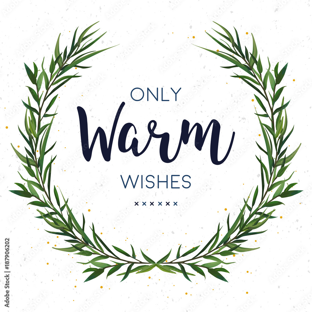 Vector floral greeting card design: Eucalyptus green Leaves round ...