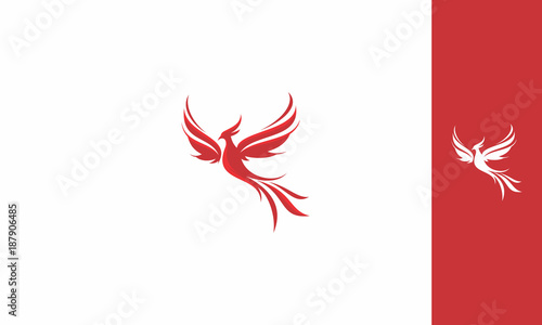 phoenix, bird, fire, fly, emblem symbol icon vector logo