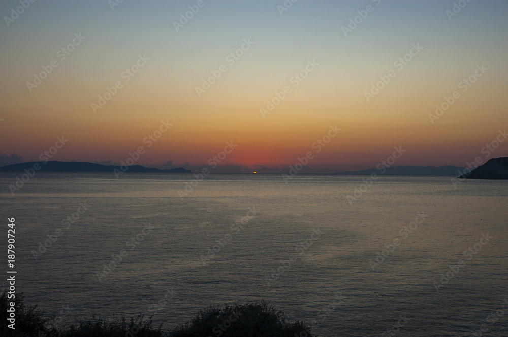 Agia Pelagia beach and sea view, sunrise, Crete, Greece