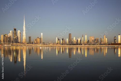 Dubai skyline at sunrise