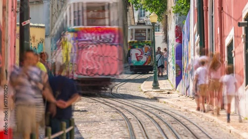 Lisbon Portugal classic tram summer cable car photo