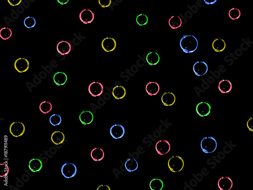 color Oxygen bubbles in water on a black background