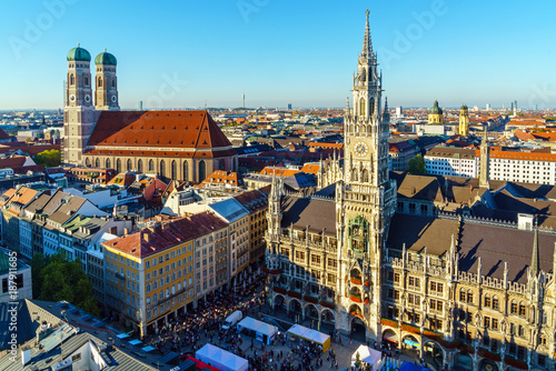 Aerial view of The New Town Hall and Marienplatz, Munich, Germany © Rostislav Ageev
